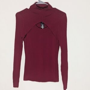 NWT White House Black Market Women's Large Mockneck Peekaboo Sweater